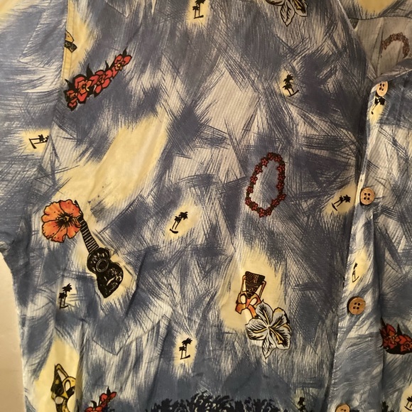 M. E. Sport Hawaiian shirt XXL featuring tiki theme and leis - Picture 4 of 6